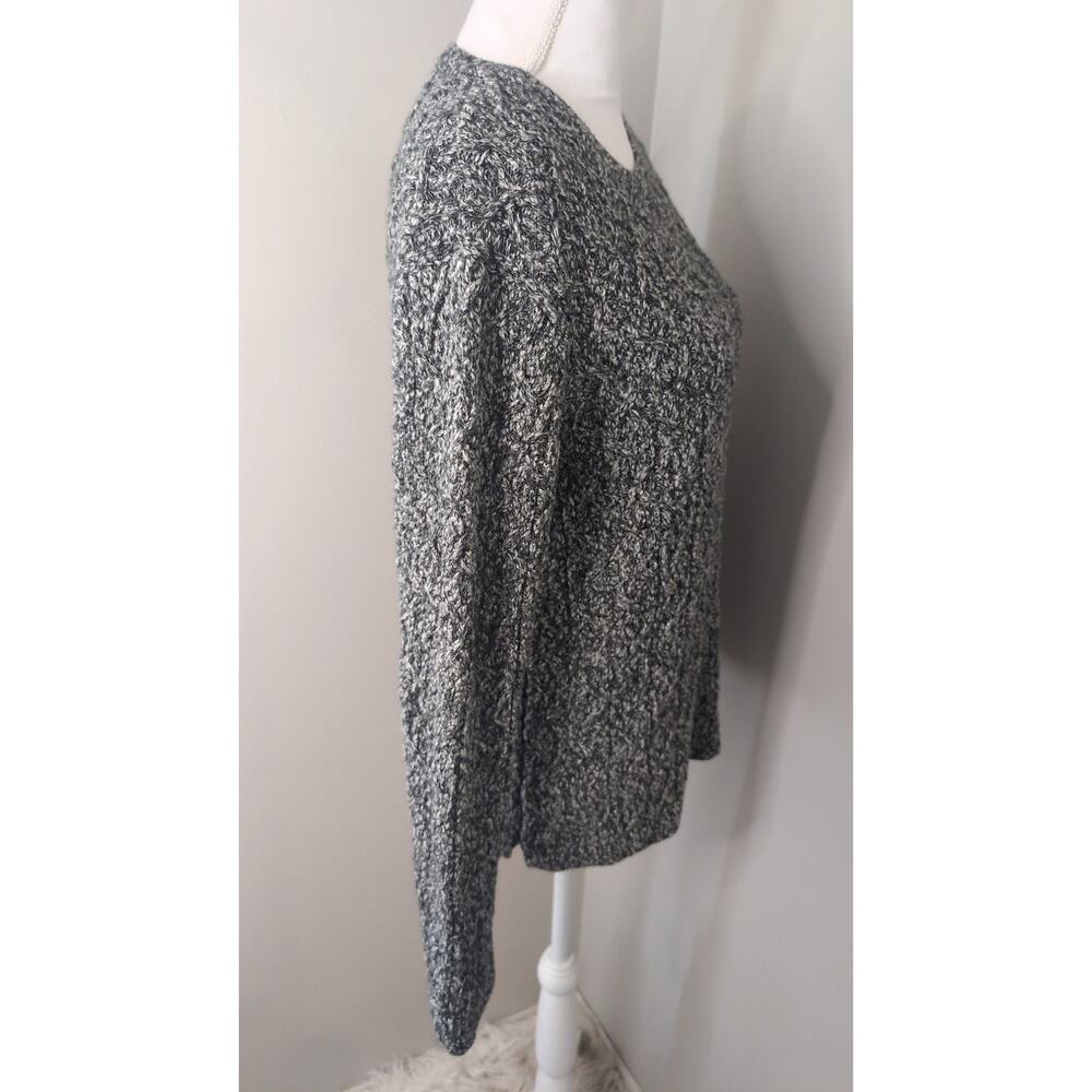 Frank And Oak Marled Knit Sweater Medium Black White Minimalist - Picture 5 of 7